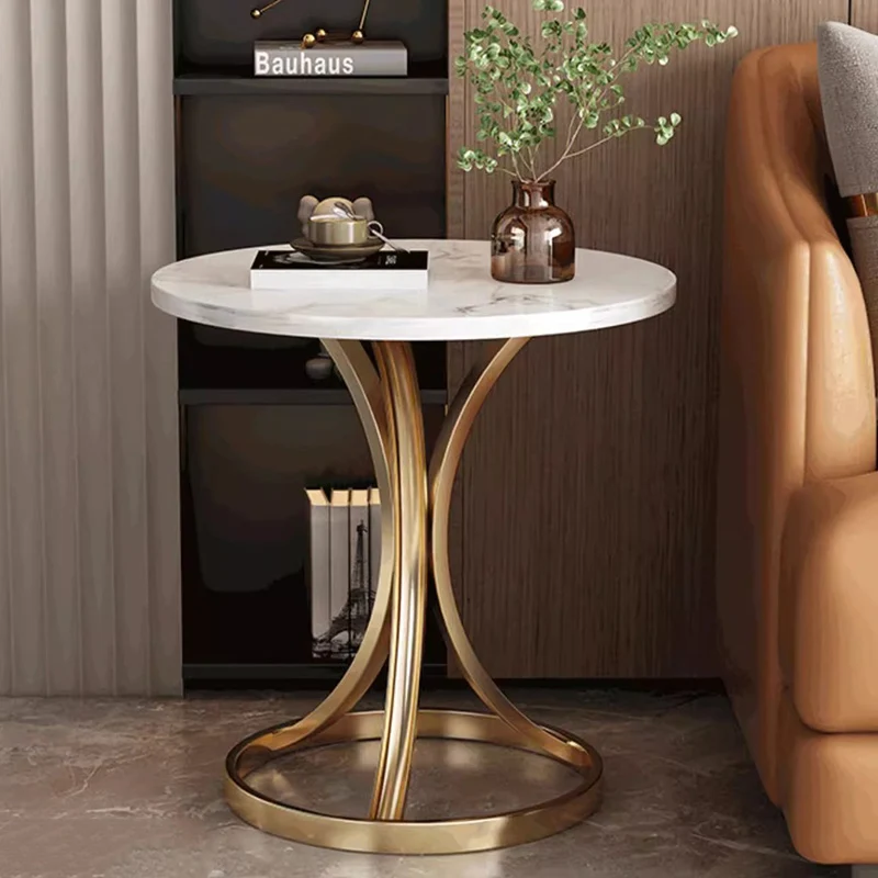 Modern Luxury Medium-Density Fiberboard & Carbon Steel Round Coffee Table For Living Room