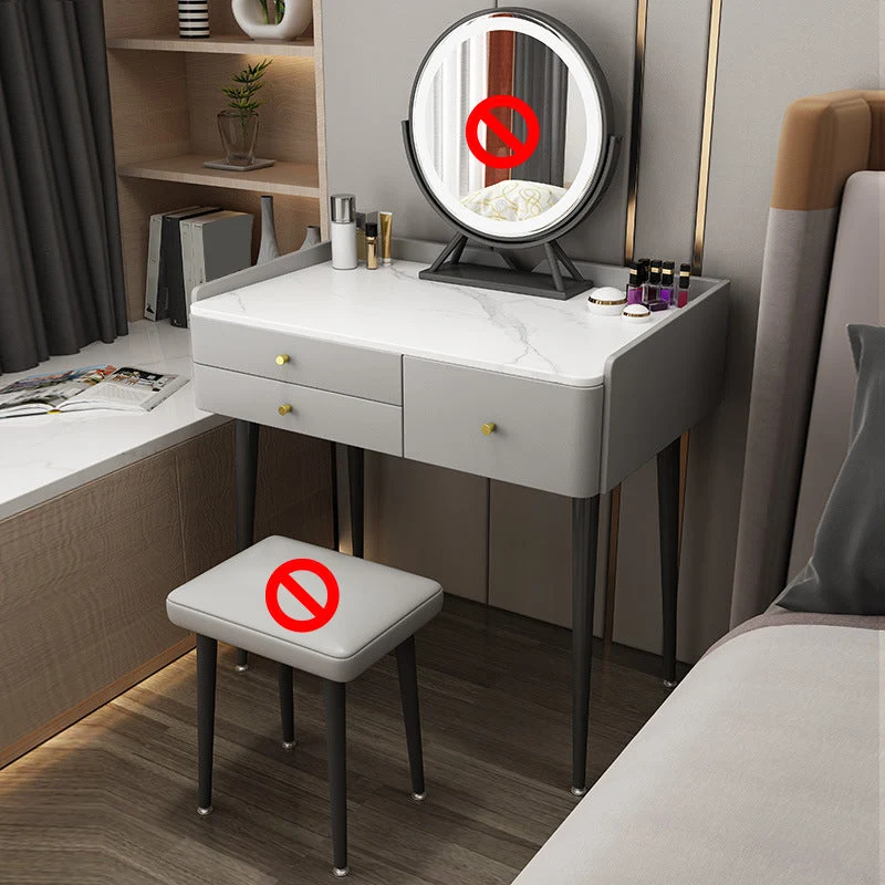 17.32" Wide Vanity Table with 3 Storage Drawers Stone Makeup Table