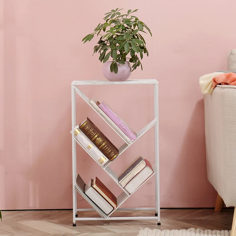9.84"W Bookshelf Contemporary Style White Bookcase for Home Office