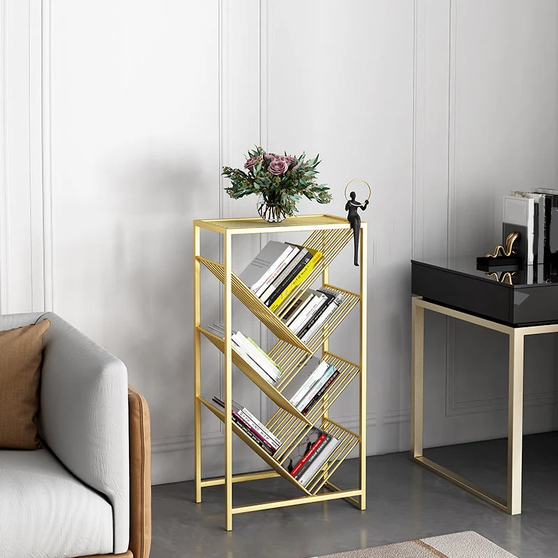 Modern Style Bookcase Open Back Metal Vertical Bookshelf for Home