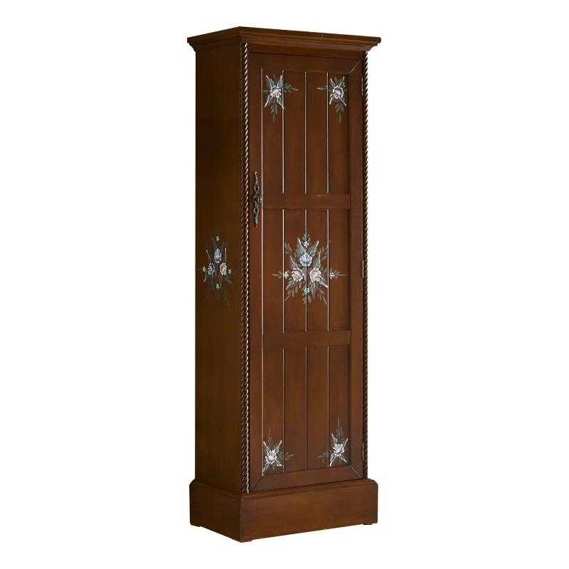 Birch Wood Storage Cabinet for Home Traditional Matte Finish Cabinet with Garment Rod