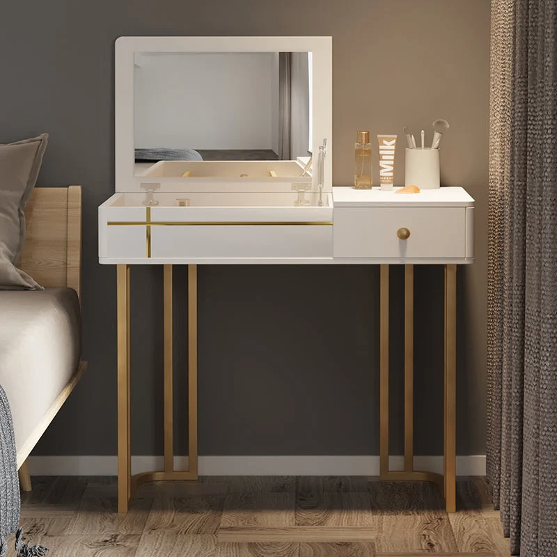 Glam 29.52" Height Wood Flip-top Dressing Table Make-up Vanity with Mirror