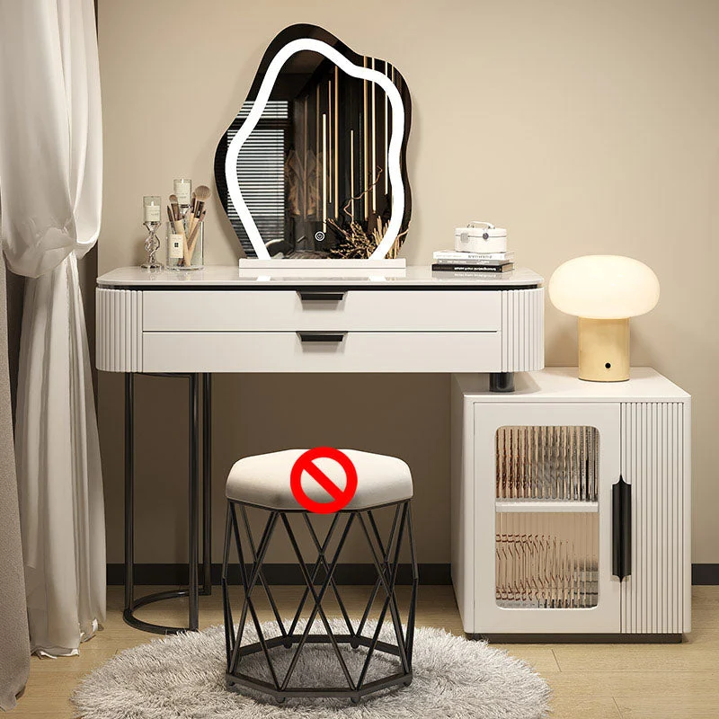 Contemporary Stone White Makeup Counter 31.5" H Bedroom Make-up Vanity