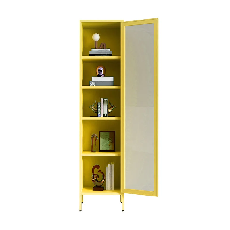 Modern Bookshelf Metal Closed Back Bookcase with Door for Office