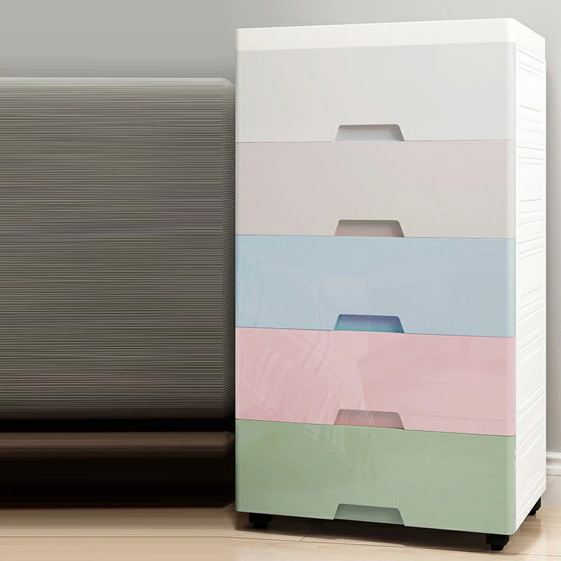 Contemporary Storage Cabinet with Legs Plastic Non-Hanging Armoire