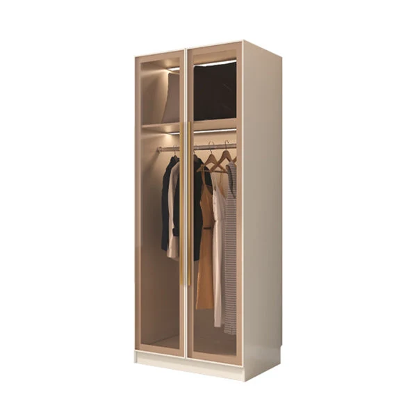 Engineered Wood Armoire with Glass Doors Modern Cabinet for Bedroom
