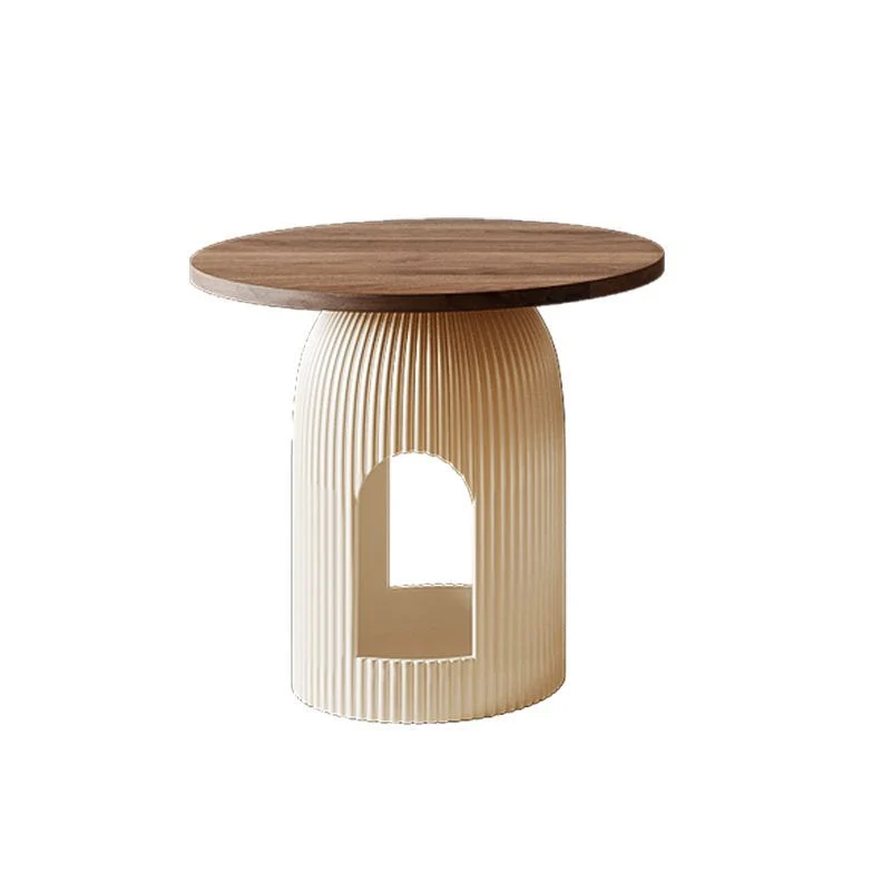 Contemporary Nordic Round Carbon Fiber Panel Plywood Pine Coffee Table 1 - Drawer For Living Room