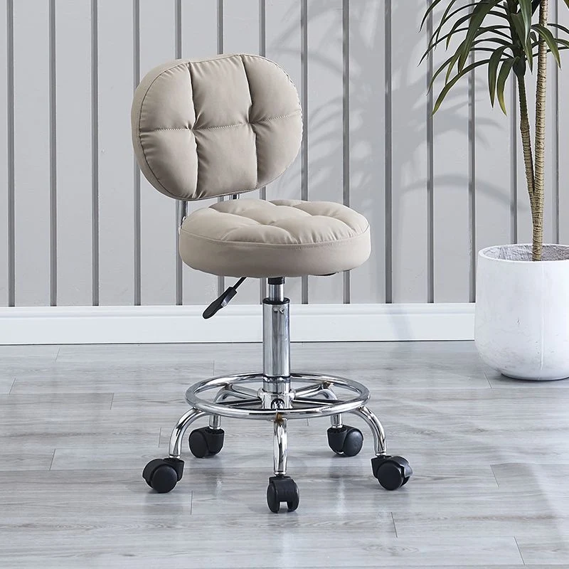 Contemporary Simplicity Round Synthetic Fabric Stainless Steel Swivel Height Adjustable Bar Stool Backrest For Dining Room