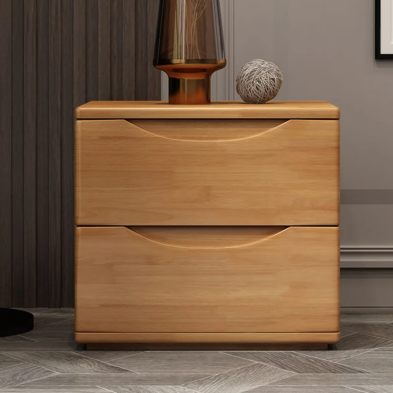 2 Drawers Solid Wood Nightstand Modern Night Table ,16.5" Tall