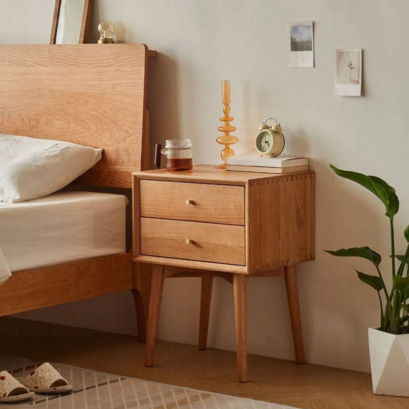 Contemporary Bedside Cabinet Solid Wood Night Table for Bedroom