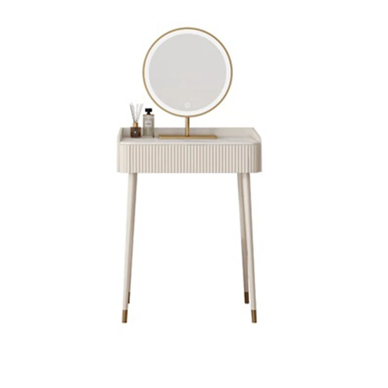 Stool Slate Vanity Table White Vanity Set with Lights Mirror