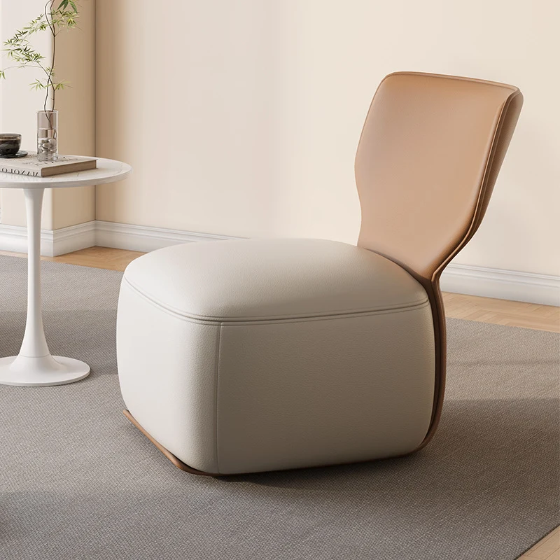 Contemporary Nordic Pine Wood Cat Scratch Resistant Leather & Cotton-Linen Square Swivel Accent Chair With Backrest For Living Room