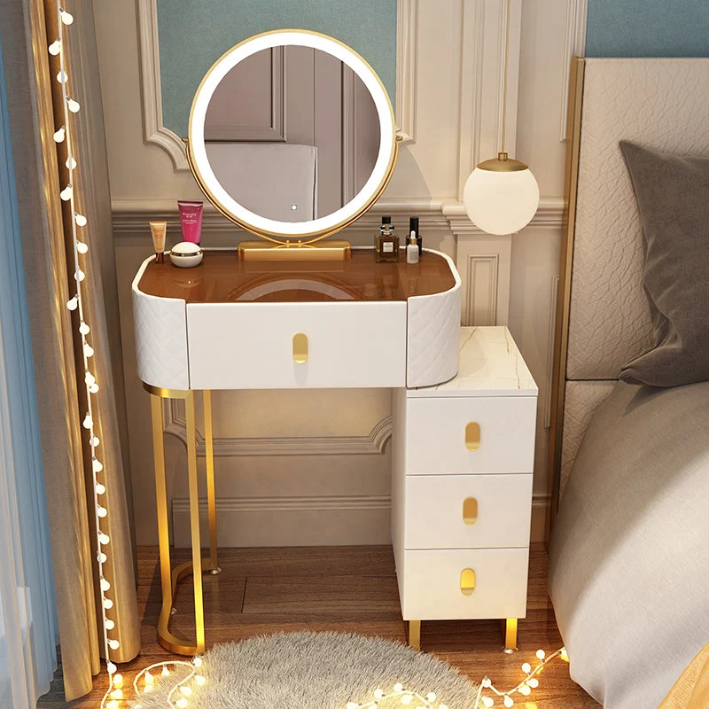 Dimmable Lighted Mirror Dressing Table 4 Drawers & Stool Make-up Vanity