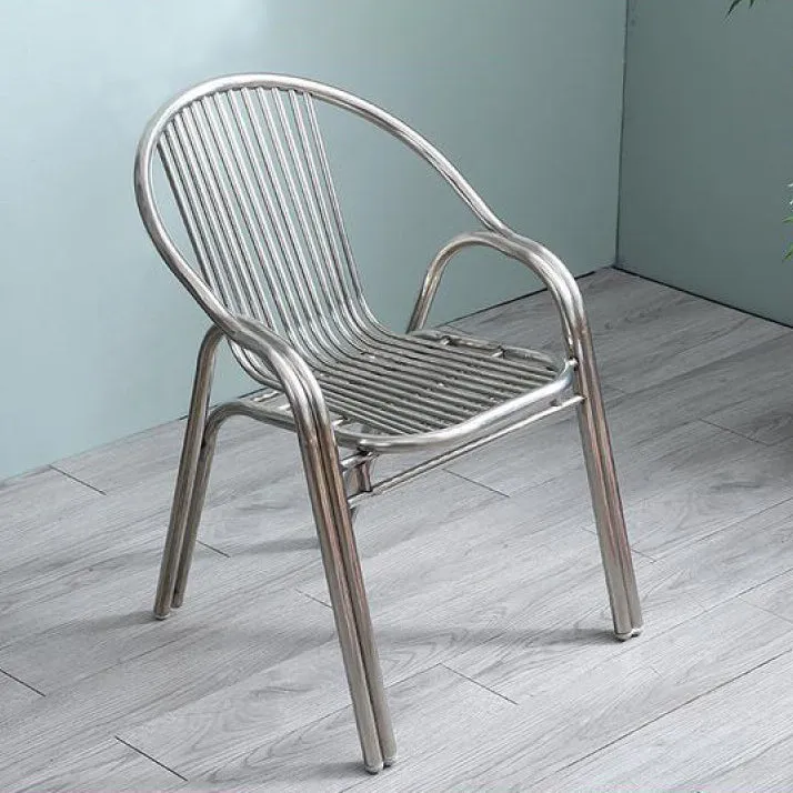Modern Simplicity Curved Stainless Steel Stackable Dining Chair Backrest Armrest For Dining Room