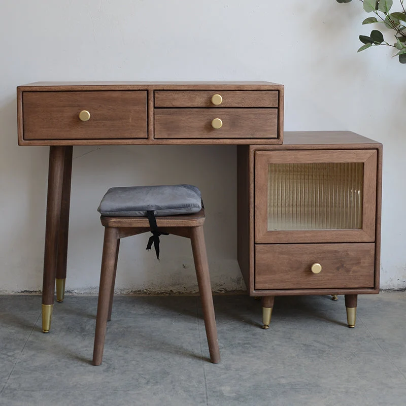 Rubberwood Dressing Table Solid Wood Make-up Vanity with Drawers