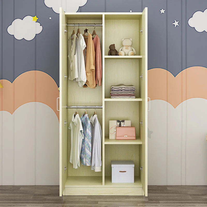 2 Door Modern and Contemporary Armoire Wood 4-shelf Wardrobe