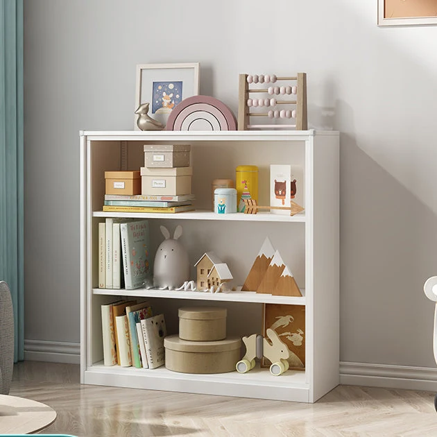 Modern Style Metal Bookshelf White Closed Back Bookcase for Home Office