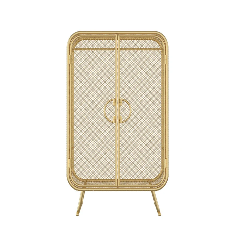 Nordic Iron Grid Wardrobe Long Hanging Storage Metal Storage Cabinet