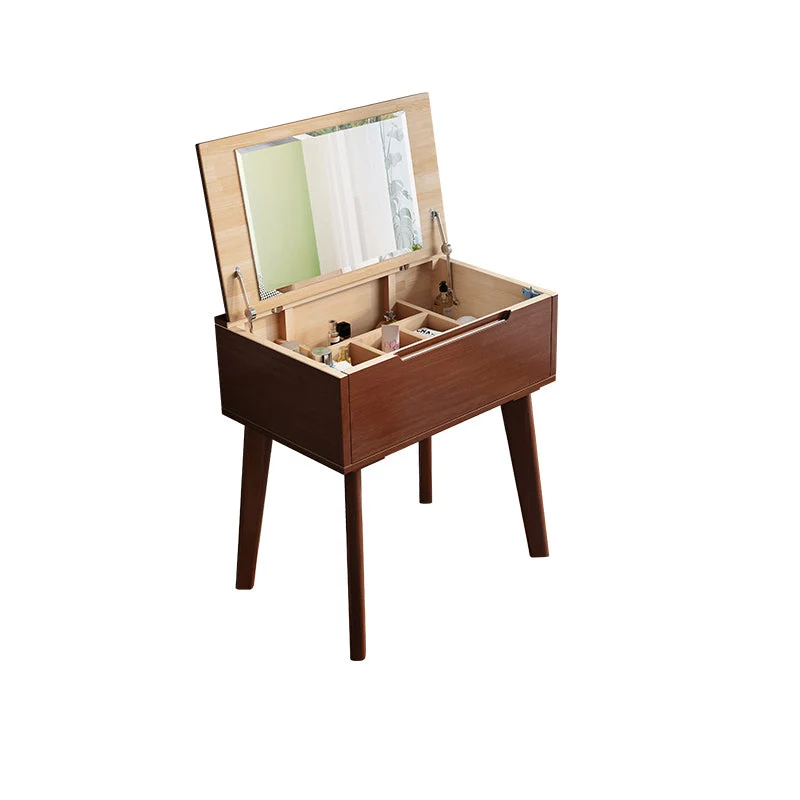 Scandinavian 29.52" Height Solid Wood Table Makeup Vanity with Mirror