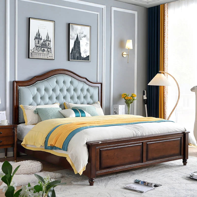 Brown Traditional Panel Bed with Storage Upholstered Headboard Bed, 59.05" High