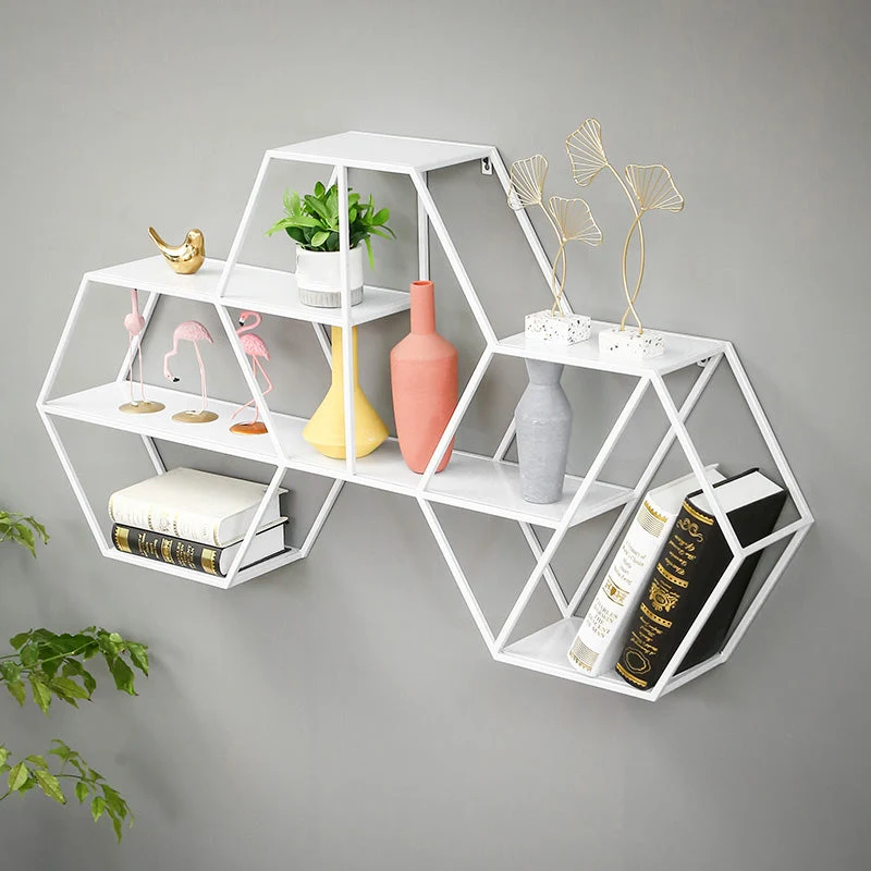 Industrial Metal Bookcase Floating 48.5"L Bookcase for Home Office