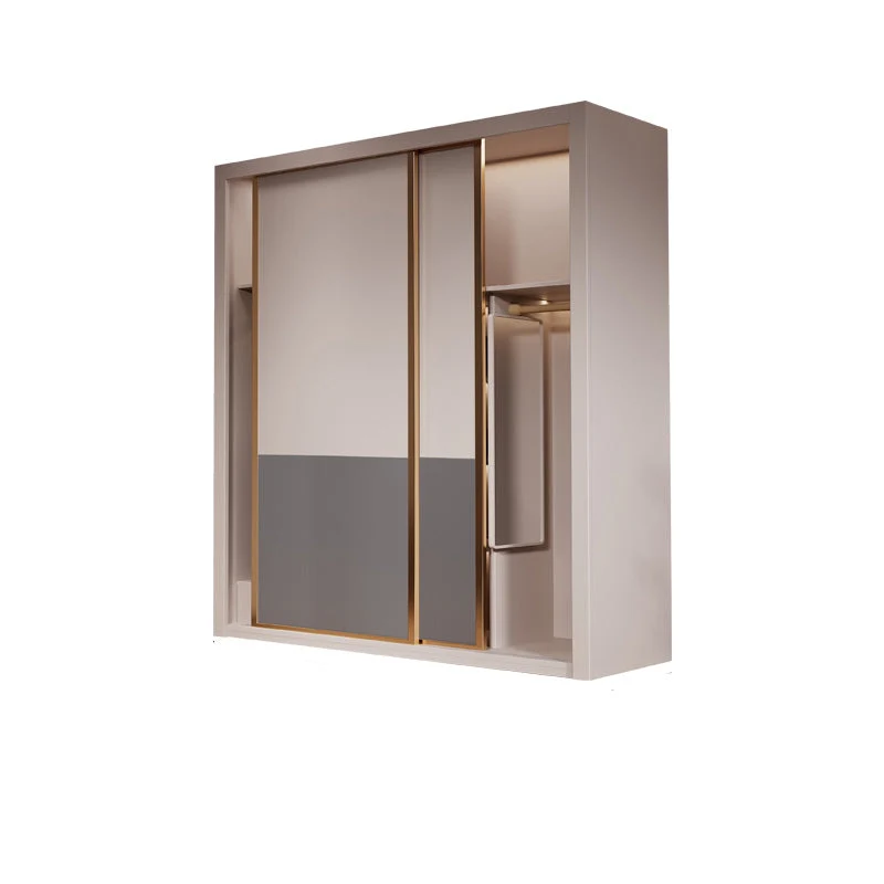 Modern Sliding Door Storage Cabinet Wooden Wardrobe Cabinet with Garment Rod