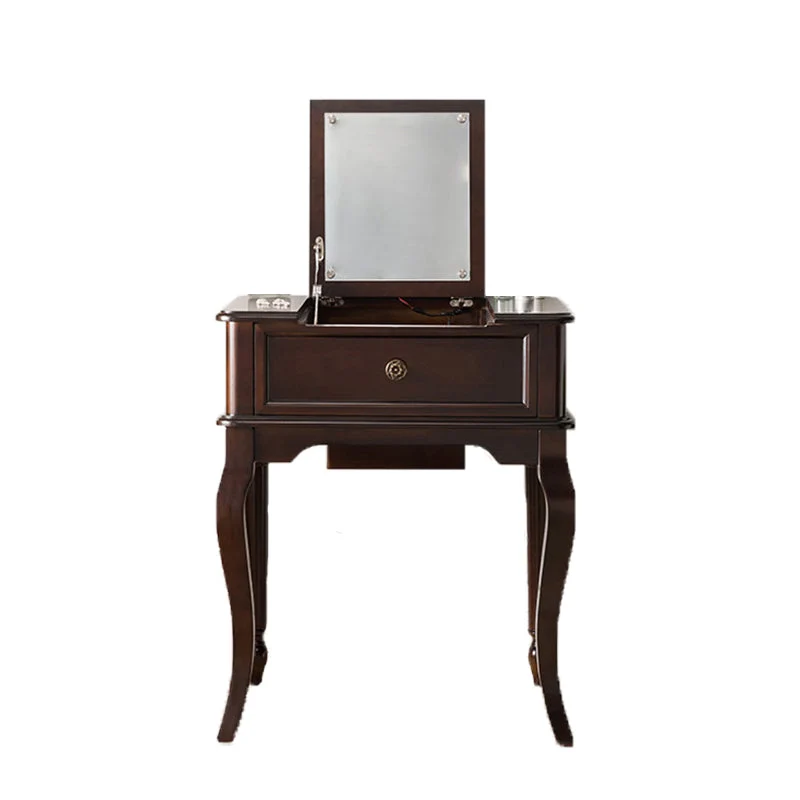 Traditional Flip-Top Vanity Dressing Table Wooden Makeup Vanity Set