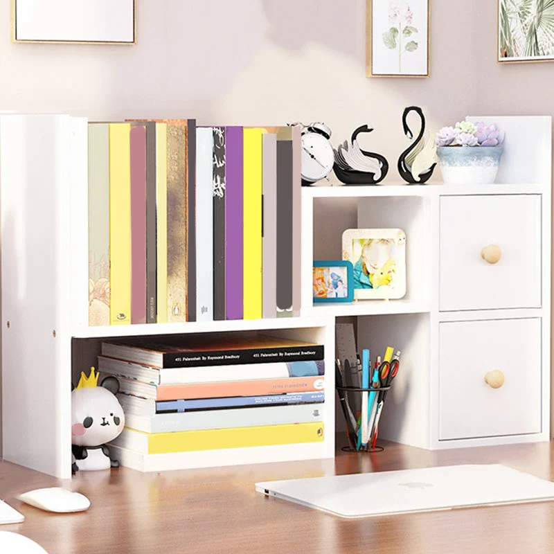 Modern Engineered Wood Bookcase, Geometric Bookshelf for Any Room,14" H X 7" W