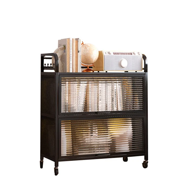 Modern Style Bookshelf Metal Closed Back Bookcase with Door for Office