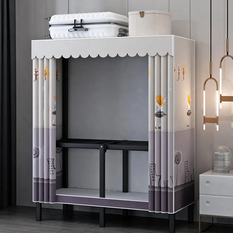 Contemporary Wardrobe Closet with Legs Steel Wardrobe Armoire for Home