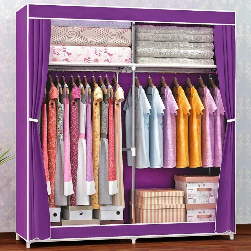 Contemporary Wardrobe Armoire Metal Wardrobe Cabinet - 51.18 x 18.11 x 66.14 Inches