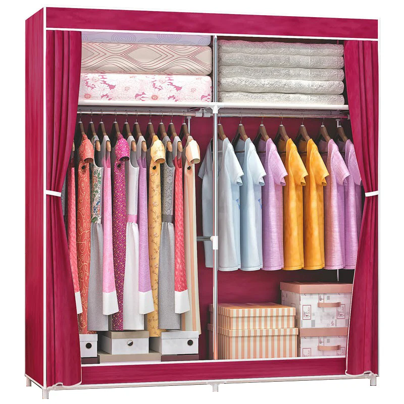 Contemporary Wardrobe Armoire Metal Wardrobe Cabinet - 51.18 x 18.11 x 66.14 Inches
