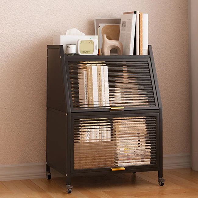 Modern Style Bookshelf Metal Closed Back Bookcase with Door for Home Office