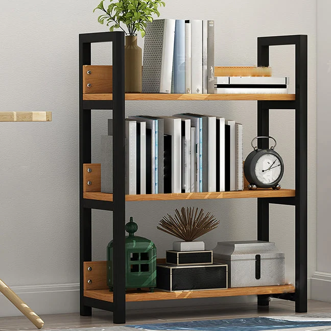 Open Steel Wood Bookcase Modern Home Simple Office Rectangular Bookshelf