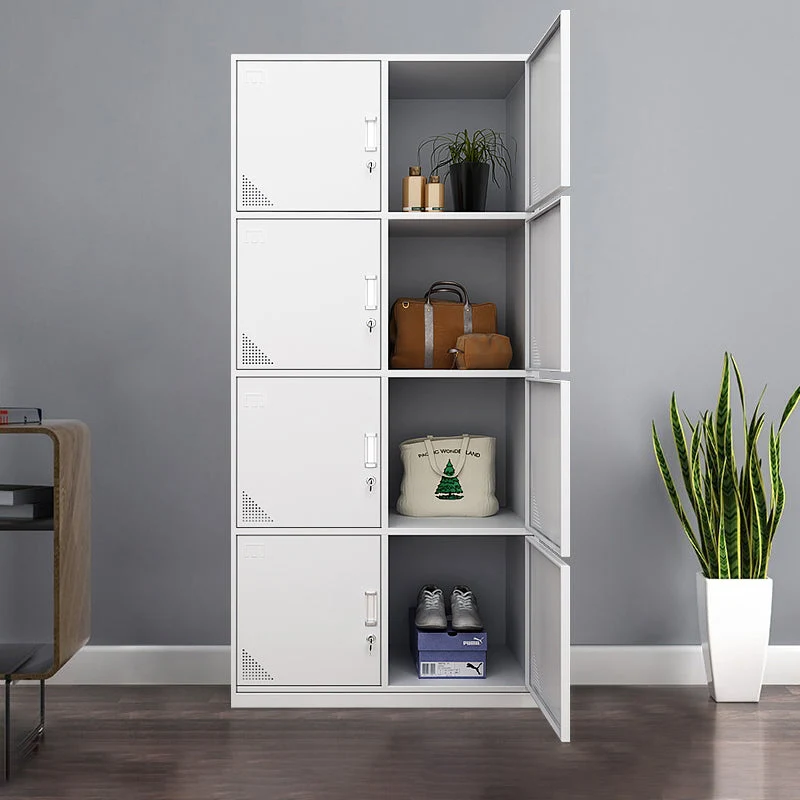 Hinged Wardrobe Cabinet with Mirror Contemporary Steel Wardrobe Armoire