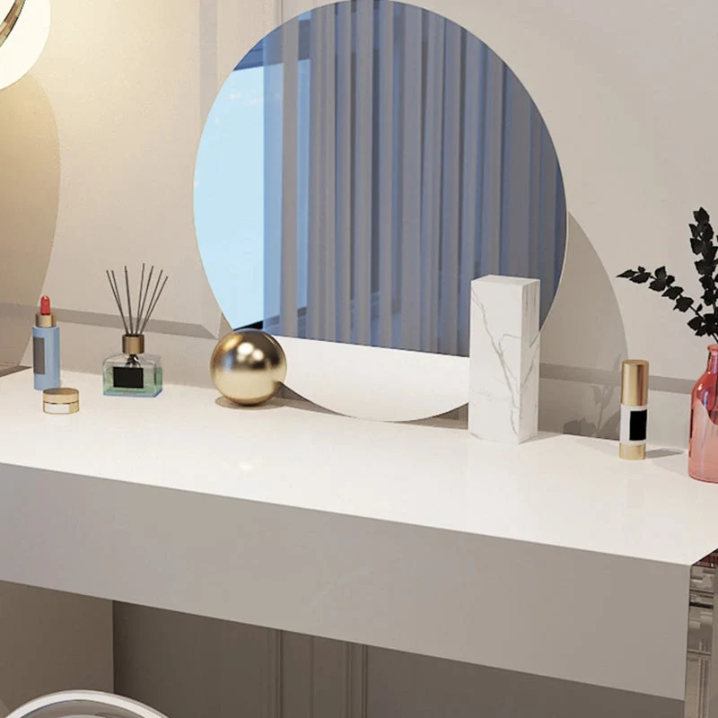 Modern 29.53" H Clear Acrylic Vanity Table Set with Mirror and Stool in White