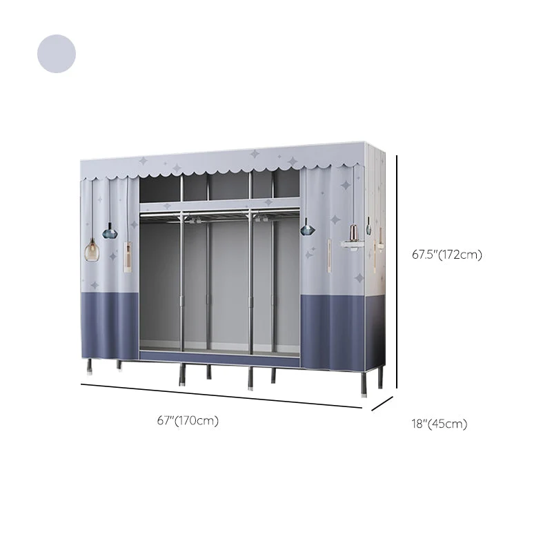 Contemporary Style Metal Wardrobe 2-Shelves Wardrobe Closet for Bedroom