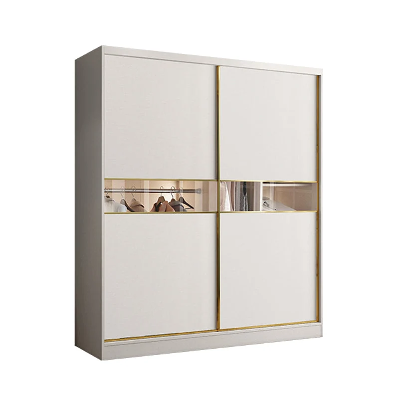 White Colour Wooden Wardrobe Modern Cloth Rod Included Wardrobe Closet for Bedroom