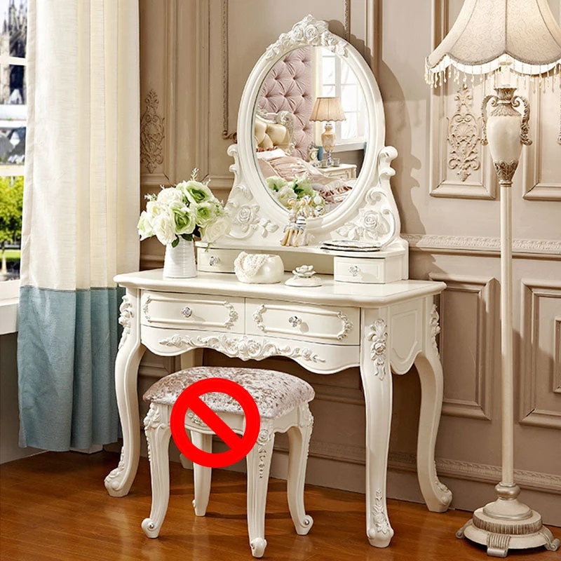Victorian Solid Artificial Wood Vanity Dressing Table 4 Drawer Makeup Vanity Desk