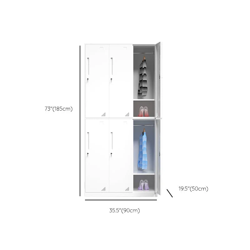 35.5"L x 19.5"W x 73"H White Wardrobe Armoire with Garment Rod Steel Wardrobe Cabinet