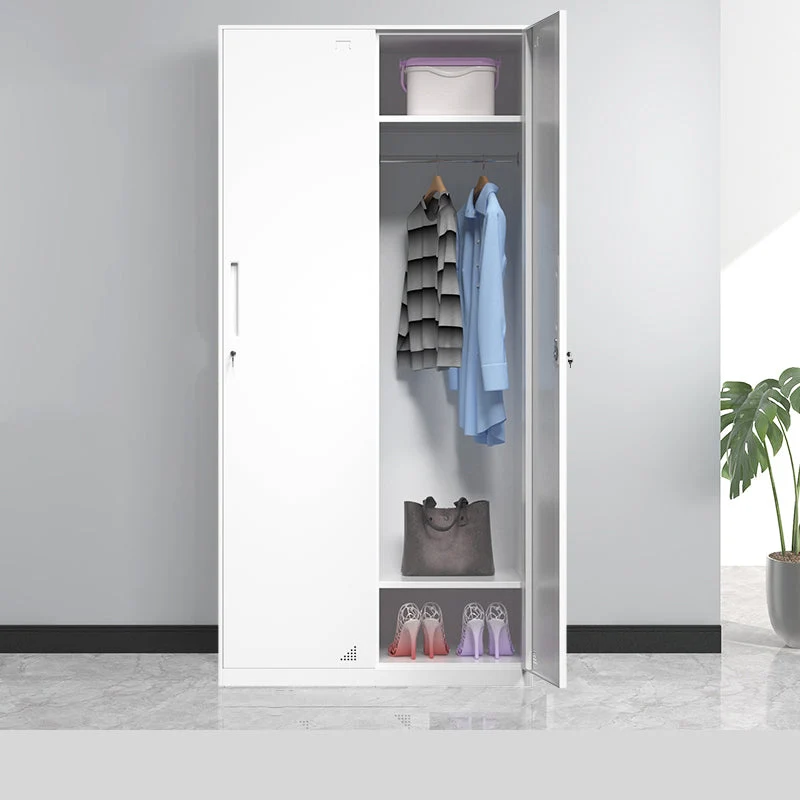 35.5"L x 19.5"W x 73"H White Wardrobe Armoire with Garment Rod Steel Wardrobe Cabinet