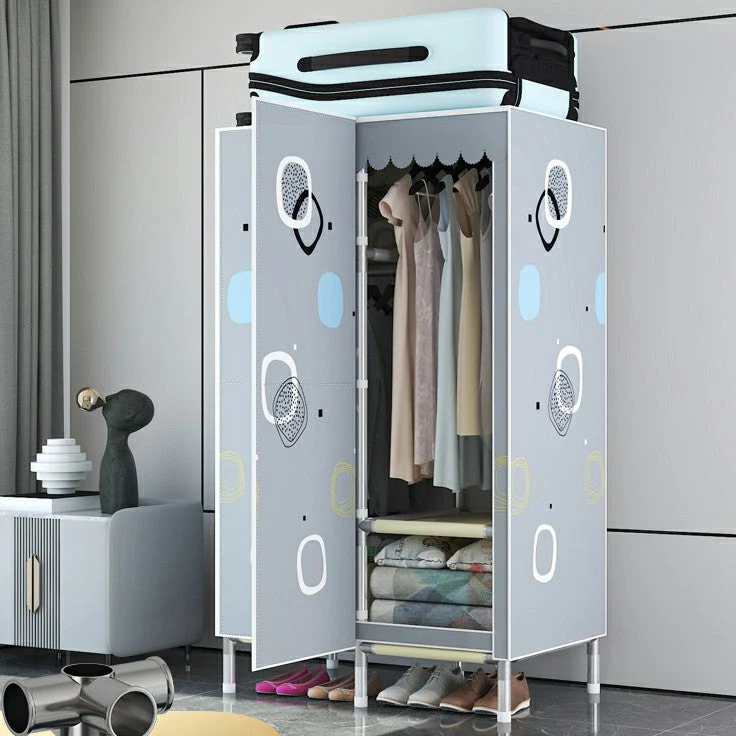Hinged Steel Wardrobe Armoire Contemporary Wardrobe Closet with Legs