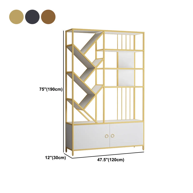 Scandinavian Open Back Bookshelf Metal Bookcase with Cabinet