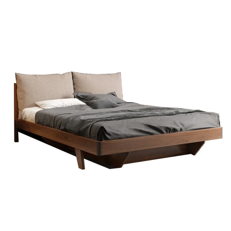Espresso Wood Panel Bed Upholstered Headboard Standard Bed Lift Up Storage