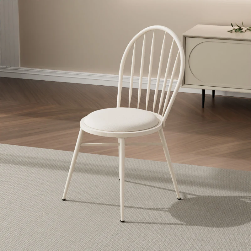 Contemporary Nordic Hollow Backrest Velvet Carbon Steel Frame Upholstered Dining Chair For Dining Room