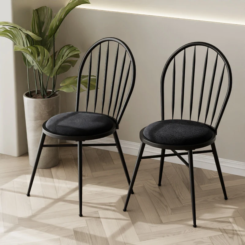 Contemporary Nordic Hollow Backrest Velvet Carbon Steel Frame Upholstered Dining Chair For Dining Room