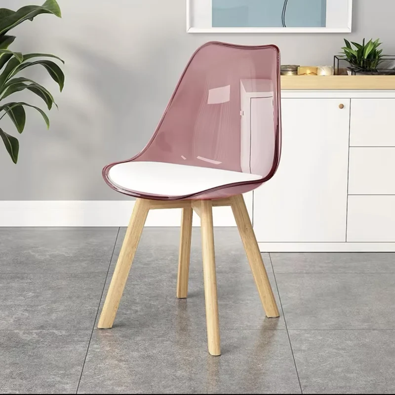 Contemporary Nordic Transparent PU Leather PC Upholstered High Back Dining Chair Armless For Dining Room