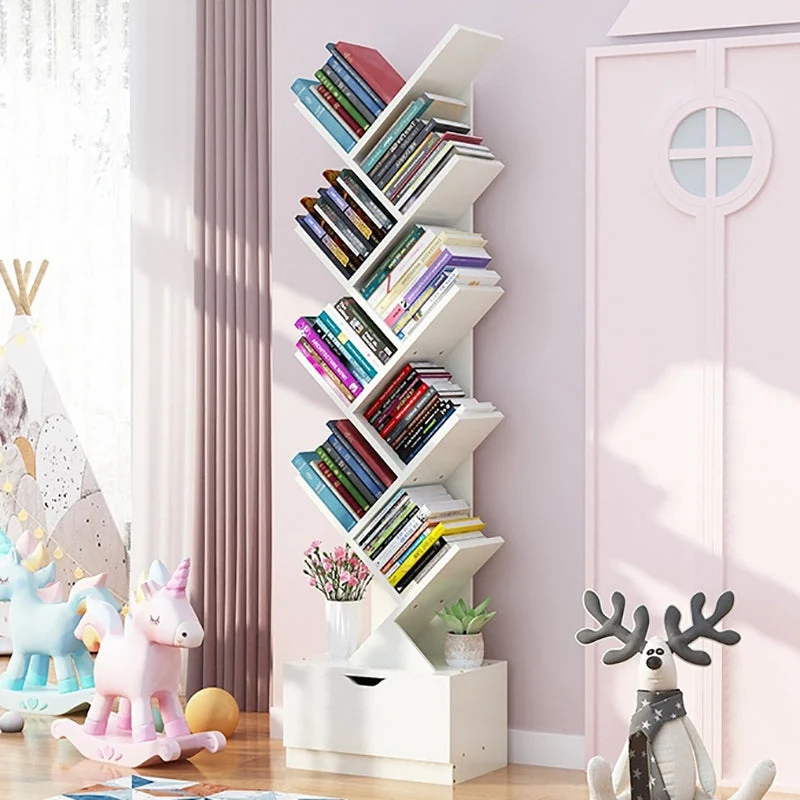 Contemporary Style Bookshelf Engineer Wood Closed Back Bookcase for Home