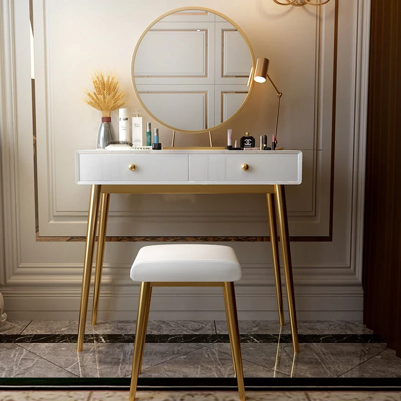Glam 29.5" Height Wooden Makeup Vanity with Drawers and Mirror