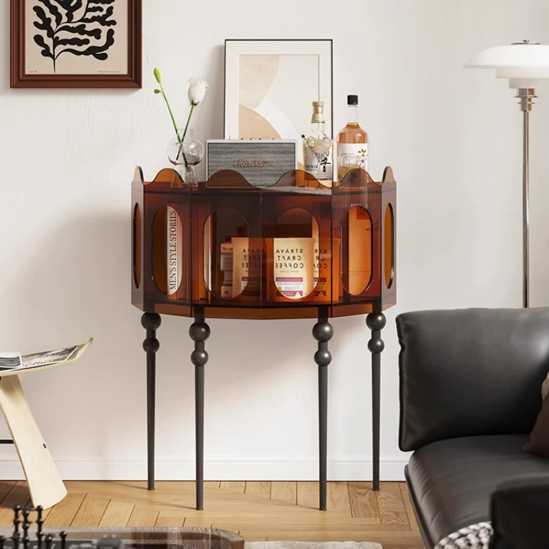 Traditional Vintage Acrylic & Carbon Steel Hexagonal Entrance Cabinet For Living Room, Entryways